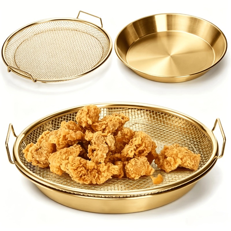 Kitchen Appliances On Sale - Gouden Heavy Duty Frituurmandje met Gaas,